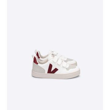 Veja V-10 CWL Tenisky Detske White/Burgundy | SK 861PJJ